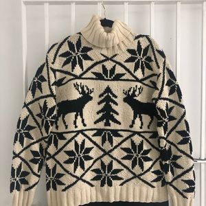 VNTG Ralph Lauren Turtleneck Reindeer Sweater